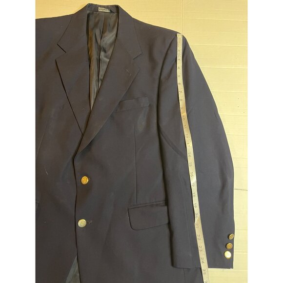VTG Burberrys Mens Blazer Navy 100% Wool Made In USA Size 44R gold buttons - Picture 14 of 16